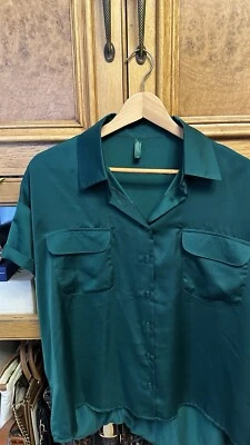 Next Dark Green asymmetric Silk Shirt Size 14 BNWOT - Image 1 of 4