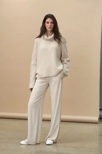 ¡NUEVO CON ETIQUETAS! Elegante *WINSER LONDON* Pantalón Lauren Pierna Ancha Frente Plano en Perla 18 - Imagen 1 de 23
