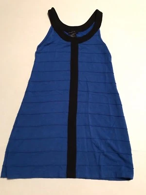 FLOWERS BY ZOE Boutique PARTY HOLIDAY DRESS blue black scoop neck Size S   D001 - Image 1 of 3