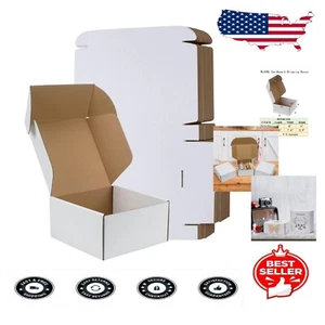 Elegant 8x8x4 White Shipping Boxes Set of 25 - Perfect for Small Business Needs - Picture 1 of 8