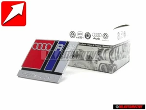 Genuine Audi RS2 Front Grill Badge Chrome Blue Red - 8A0853735B 2ZZ - Picture 1 of 6
