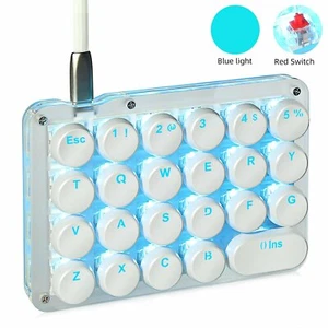 Macro Mechanical Gaming Keyboard Blue LED Backlit with Red Switches Round Keycap - Picture 1 of 6