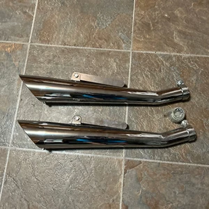 Vintage Lemans Chrom 24 Dual Slash Cut Slip-On Mufflers Exhaust - Picture 1 of 11