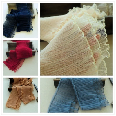 2M Lace Tiered Ruffles Edging Layered Pleated Mesh Trim Frill Sewing Ribbon Chic - image 1 of 4