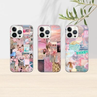 Funda de teléfono rosa playa verano para iPhone 16 15 14 para Pixel 9 para Samsung S24 Foto 1 de 4