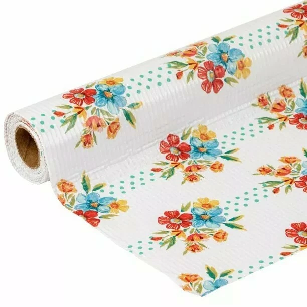 Pioneer Woman Non-Adhesive 12" W ' L Shelf Liner PETAL PARTY Pattern