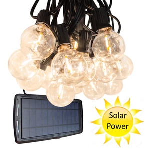 G40 Solar Powered 25 ft Outdoor Patio Globe String Lights Bistro Yard Decoration - Picture 1 of 6
