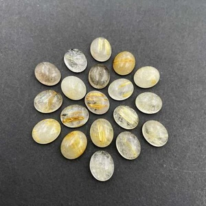 Lote de 38 piedras preciosas sueltas cabujón ovalado rutilo dorado natural 8x10 mm 109 CT - Imagen 1 de 4