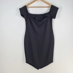 Boohoo womens bodycon dress size 16 black stretch short sleeve 094228 - Picture 1 of 10