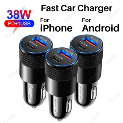 Adaptador Cargador Coche Carga Rápida USB-C Para iPhone 16 15 14 13 X iPad Samsung PD Foto 1 de 4