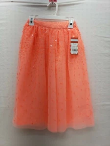 Girls Maxi Skirt Easter Holiday Dressy Glitter Tulle Orange - Picture 1 of 7