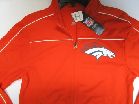 DENVER BRONCOS FULL ZIP JACKET MAJESTIC ORANGE SIZE SMALL OR MEDIUM NEW W TAGS Cover