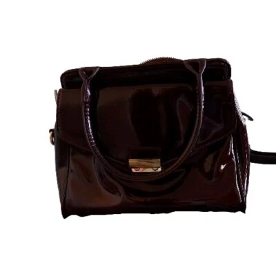 Clarks Oxblood Patent Handbag With Extendable Carrying Strap - Image 1 of 4