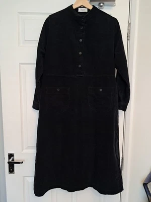 Toast Corduroy Shirt Dress Womens Size 14 16 Black Needlecord Patch Pockets Warm - Image 1 of 4