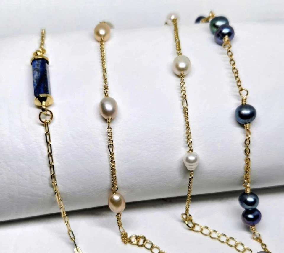 Genuine Freshwater Pearls 18K Gold-plated Adjustable Bracelet - Image 1 of 4