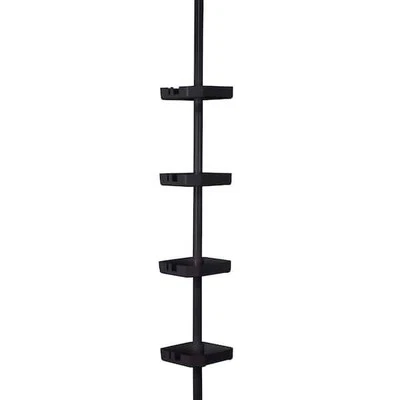 4 Tier Tension Corner Shower Organizer Caddy in Matte Black - Image 1 of 4