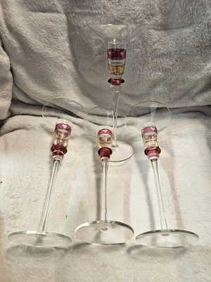 Pier 1 Imports L'Amour Love Heart Glass Taper Candle Holders - Set of 4 - Image 1 of 4