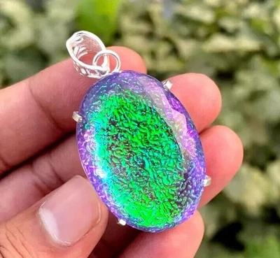 Ciondolo in argento massiccio 925 doppio opale di fuoco monarca ovale 115... - Immagine 1 di 4