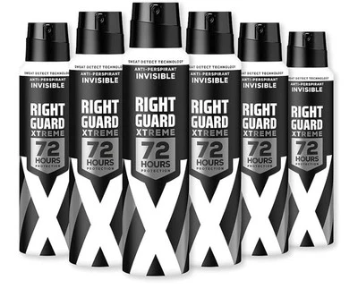 Desodorante Right Guard para hombre, spray antitranspirante Xtreme Invisible 72H 6 paquetes Foto 1 de 4