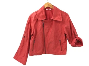 CAbi Cropped Moto Jacket Women M Shimmer Coral Zip Adjustable Sleeve Casual - Picture 1 of 9