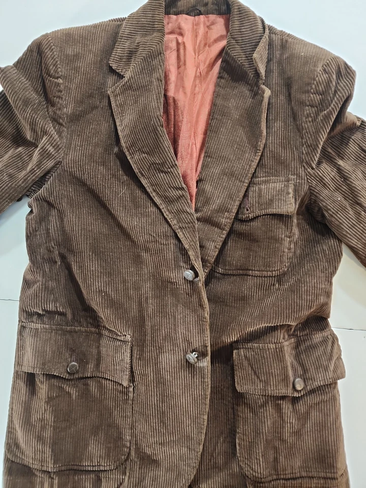 Chaqueta Abrigo Deportivo Vintage Marrón Ancho Pana Gale Para Hombre Pequeña Años 70 Estilo Campo Foto 1 de 4