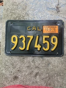 Matrícula de motocicleta California años 60, validación 1970, estado original - Imagen 1 de 11