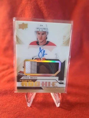 2018-19 Upper Deck Premier Gold Rookie Auto Patch Jake Bean Hurricanes 40/99 - Image 1 of 2