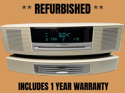 Sistema de música Bose Wave III restaurado + cambiador de varios CD platino blanco serie 3 Foto 1 de 4