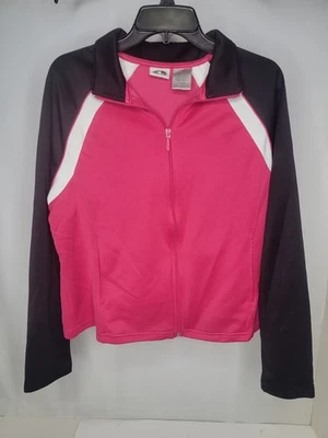 Chaqueta de Pista Athletic Works Damas XL 16/18 Rosa Marroquí/Negro Bolsillos Cremallera Completa Foto 1 de 4