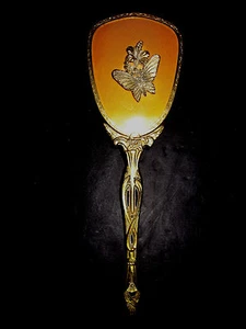 Antiker Jugendstil Ormolu 24k vergoldet mit satinierter Guilloche Waschtischbürste Globus - Bild 1 von 12