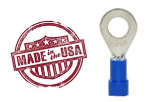 MVP 100 Blue 14-16 AWG Vinyl Insulated Ring Terminals #8 Stud - Made in the USA - Picture 1 of 1