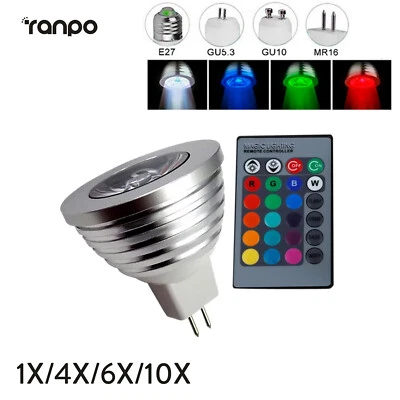 LED Spotlight With Remote Control Fittings Lights GU5.3 GU10 110V Lamp COB 12V - Image 1 of 4