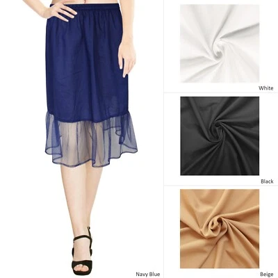 Falda de algodón medio sin cordones con volantes de red lencería enagua para mujer  Foto 1 de 3