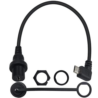 Micro USB Panel Mount Left Angled Mount Dash Flush Cable Male to Female for Car - Image 1 of 4