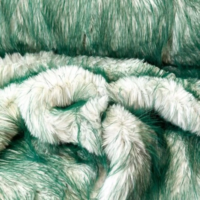 Webpelz kuscheliges Langhaar Kunstfell Stoff Deko weich flauschig Grün Weiß - Bild 1 von 4