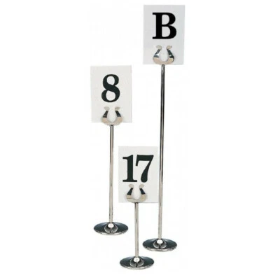 10 X STAINLESS STEEL WEDDING TABLE NUMBER NAME STANDS VARIOUS SIZES EVENT - Image 1 of 4