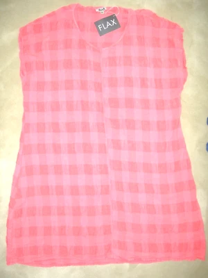 NWT FLAX Watermelon Pink Linen/Cotton Pucker Fabric Dress   2G  Plus - Image 1 of 3
