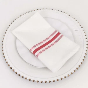10 pcs Red White Polyester 18x22" TABLE NAPKINS Stripes Wedding Party Kitchen - Picture 1 of 8