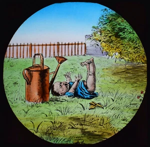 BABY WASP & PUPPIES NO4 C1890 Magic Lantern Slide VICTORIAN COMIC TALE - Picture 1 of 3