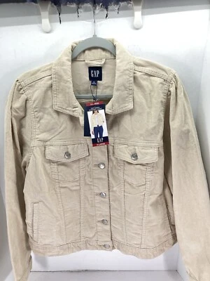 Gap Corduroy Jacket Women Size XL Beige Button Puff Sleeve Stretch Cotton NWT - Image 1 of 4
