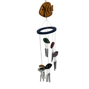 Vintage Armchair Shopper Tropical Fish Wind Chime Wooden Hand Painted Home Decor - Picture 1 of 4
