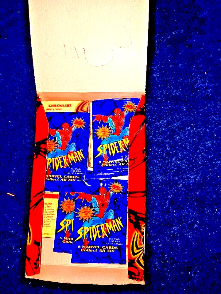 Spiderman 1997 caja abierta de cartas coleccionables, incluye hasta 4 juegos y más de 200 cartas Foto 1 de 2