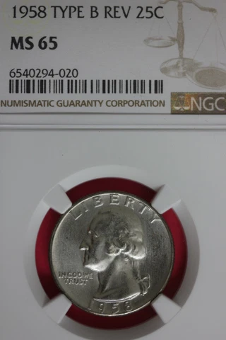 1958 P Type B Reverse MS 65 Washington Quarter NGC Graded Certified Slab OCE 301 Cover