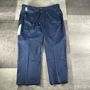 Haggar Men Premium Iron Free Khaki Classic Fit Expandable Waist Flat Front Blue - Picture 1 of 10