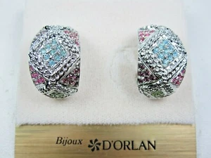 Pendientes con clip ovalados enchapados en rodio D'Orlan con cristales pastel de Swarovski 2397 - Imagen 1 de 4