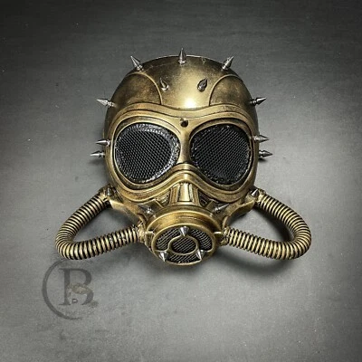 Halloween Steampunk Face Mask Masquerade Cosplay Mask Respirator Gas Mask Gold - Image 1 of 4