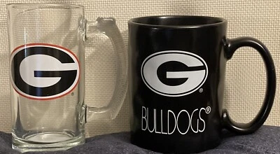 2 UGA MUGS- 1-16oz BEVERAGE MUG/1-14oz COFFEE MUG. UGA MUG SET / GA BULLDOGS - Image 1 of 4