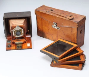 CYCLE POCO NO.3 4X5 PLATE CAMERA W BAUSCH & LOMB LENS & 4 HOLDERS  #2 - Picture 1 of 14