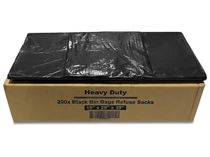 HEAVY DUTY BLACK BIN LINERS BAGS RUBBISH WASTE STRONG REFUSE SACKS ALL GAUGE - Picture 1 of 4