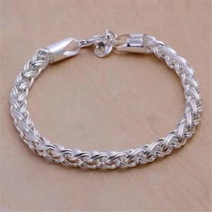 Sterling Silver Vintage Elegant Chain Bracelet Stylish Unique Trendy Bangle - Bild 1 von 12